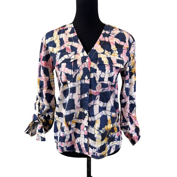 BUSAYO COLLECTIVE Multicolor Abstract Two Tone Button-Up Shirt Size XS - Picture 5 of 9